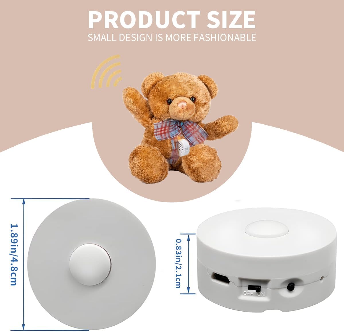 195 Seconds Message Voice Recorder, Voice Recording Button Record Custom Messages for Crafts, Stuffed Bear, Baby Doll,Pillow and Xmas Halloween New Year Birthday Presents White-2P